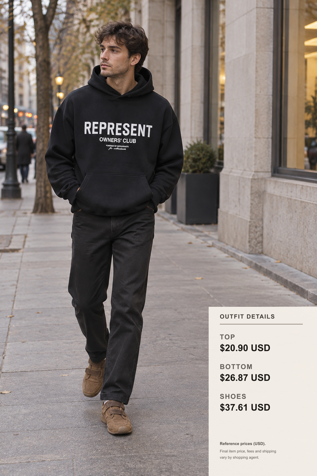 represent Hoodie Winter Commute Layers outfit 1 full-body street style for fashionreps