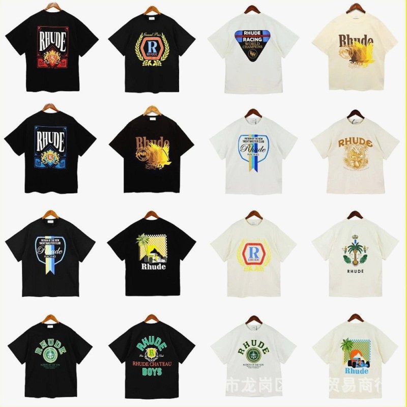 Rhude Trendy T-Shirts With Printed Designs Review: 240g Cotton, Loose Cut